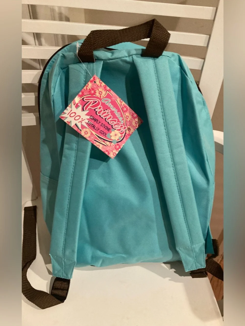 American Princess Turquoise Kids Backpack with White Daisy Accents